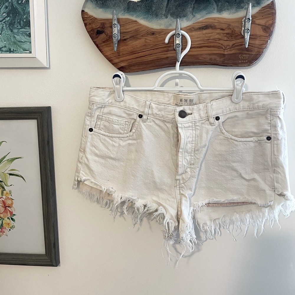 Free People - White Denim Shorts